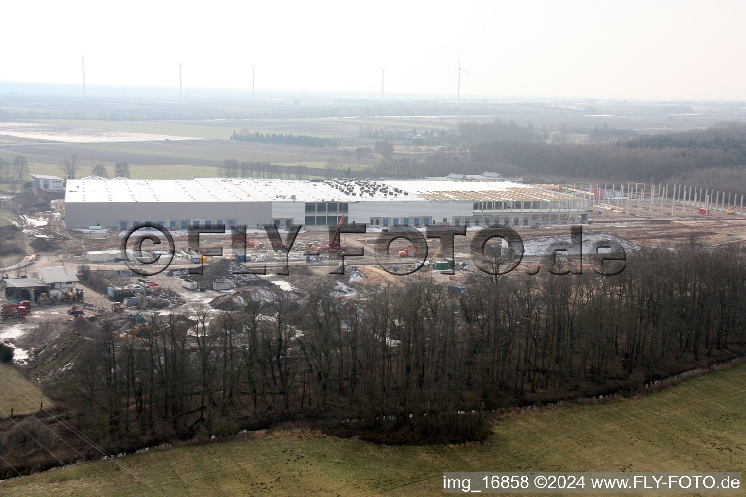 Industrial estate Am Horst in the district Minderslachen in Kandel in the state Rhineland-Palatinate, Germany viewn from the air