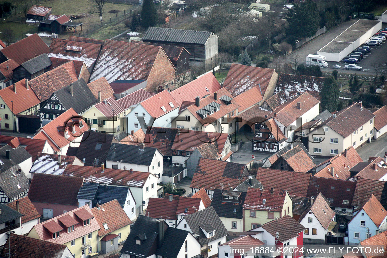 Aerial view of Rheinstr in Kandel in the state Rhineland-Palatinate, Germany