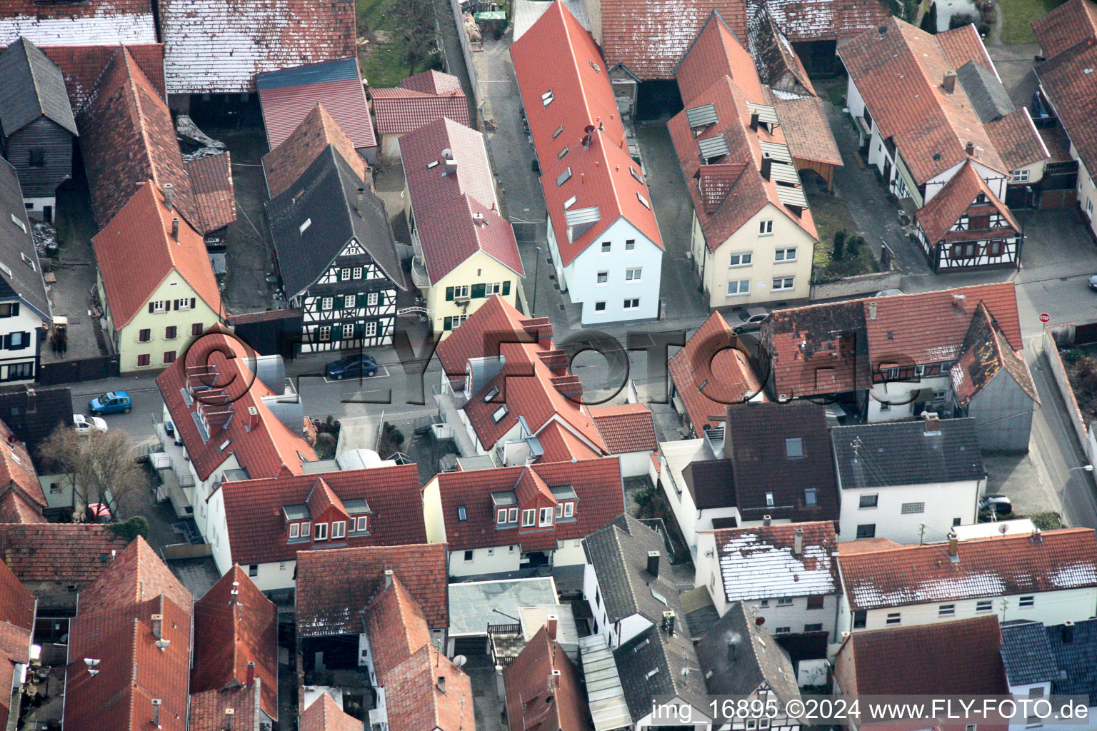 Rheinstr in Kandel in the state Rhineland-Palatinate, Germany from the plane