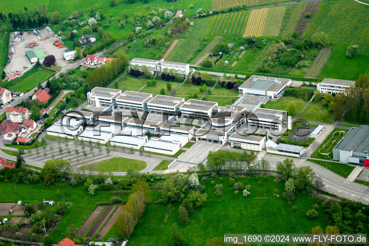 Aerial photograpy of School Center in Wissembourg in the state Bas-Rhin, France