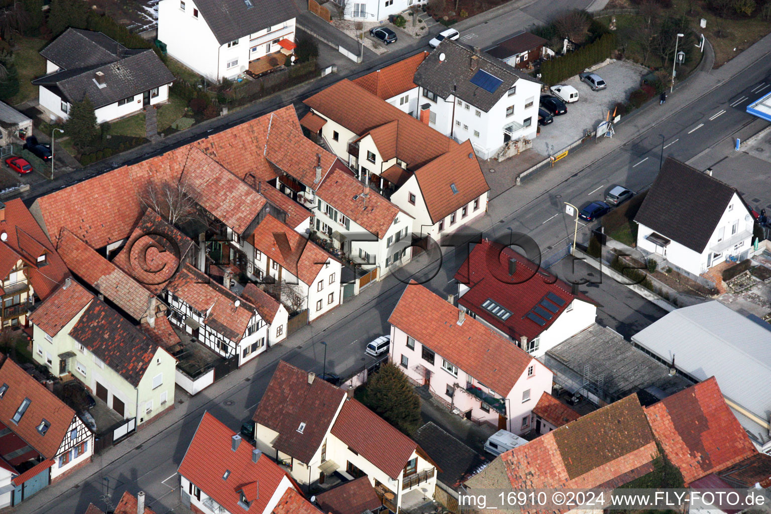 Rheinstr in Kandel in the state Rhineland-Palatinate, Germany from the drone perspective