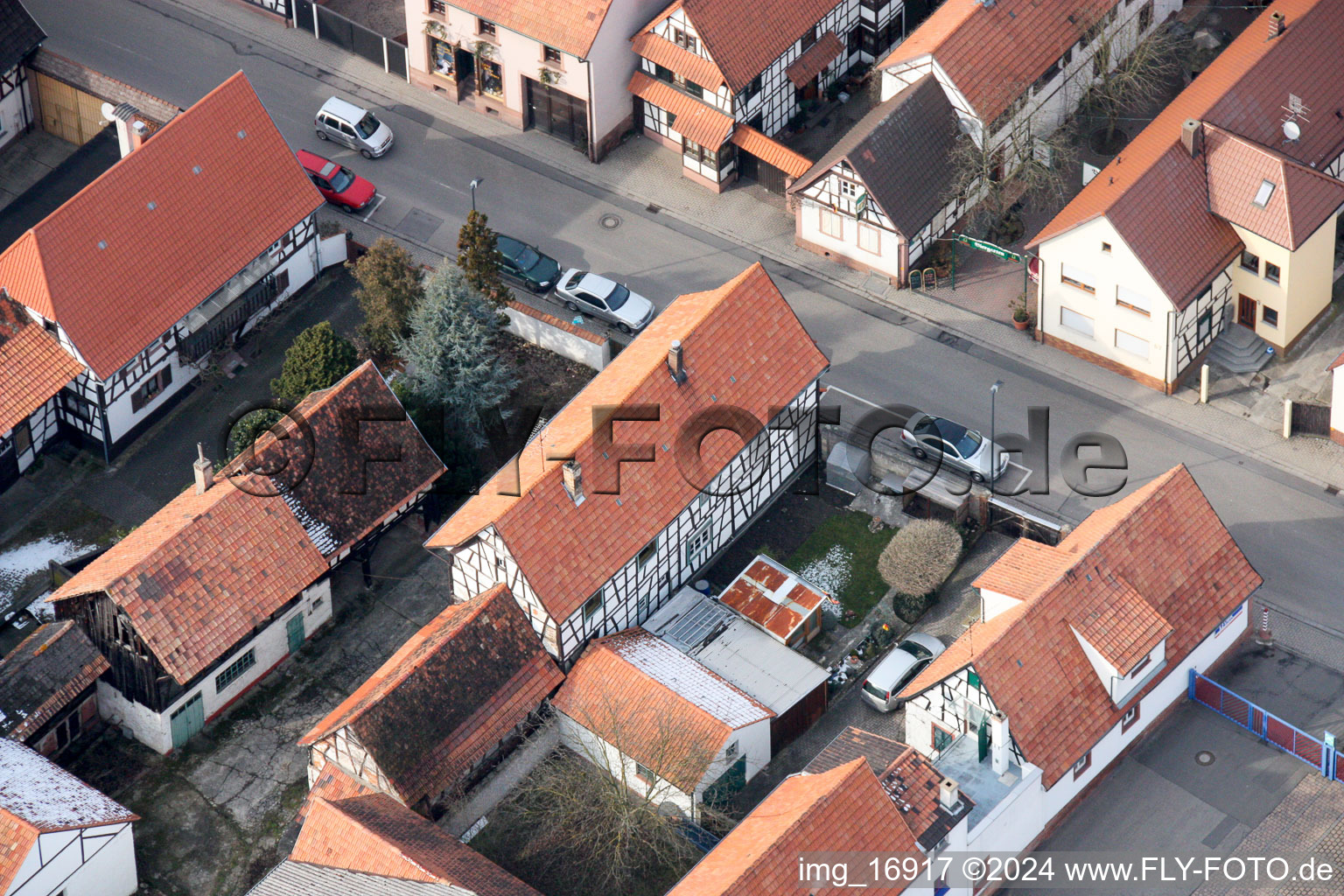 Rheinstr in Kandel in the state Rhineland-Palatinate, Germany from above