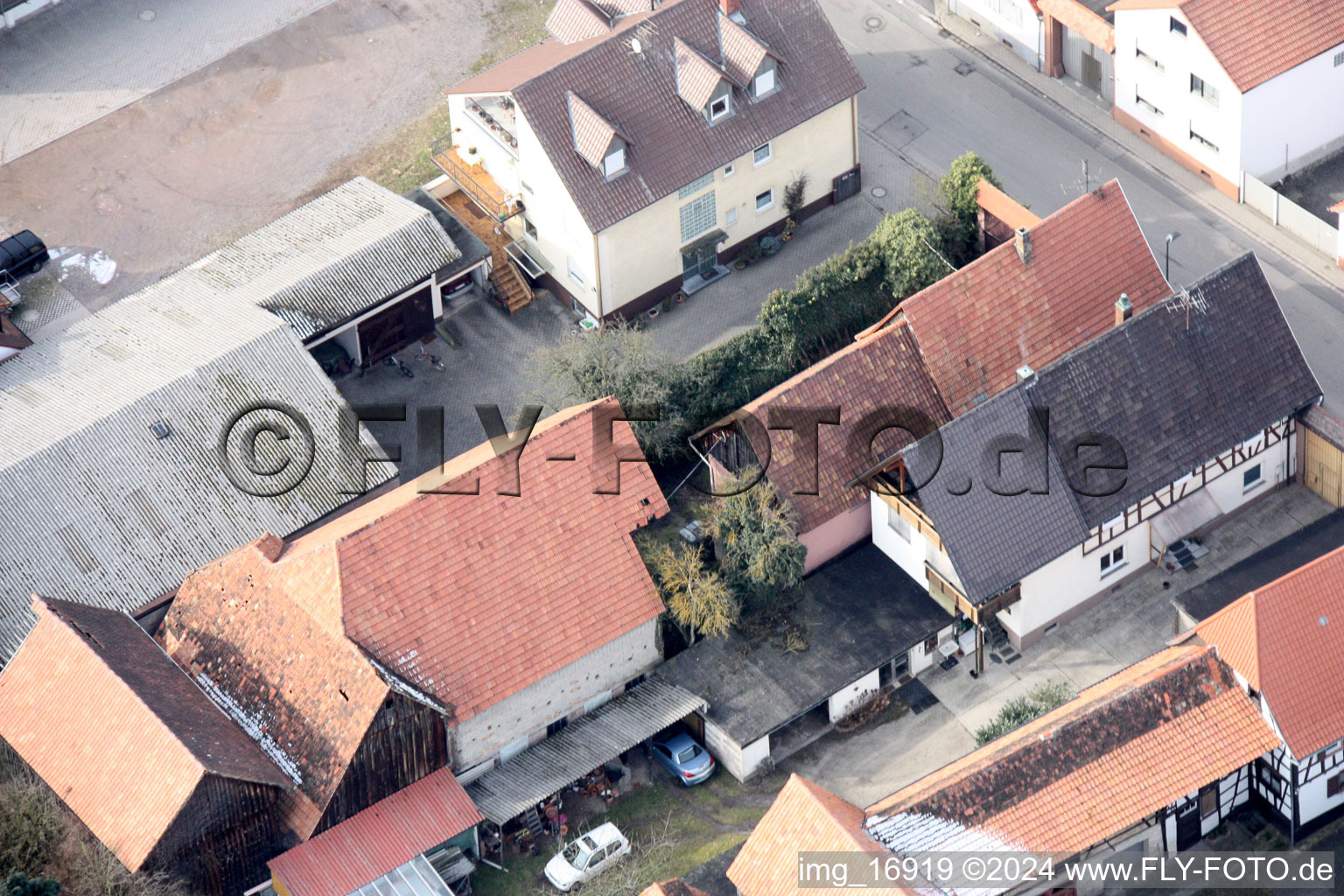 Rheinstr in Kandel in the state Rhineland-Palatinate, Germany seen from above