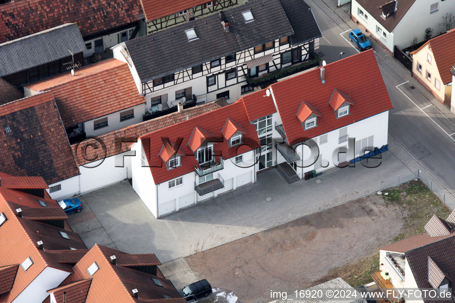 Rheinstr in Kandel in the state Rhineland-Palatinate, Germany from the plane