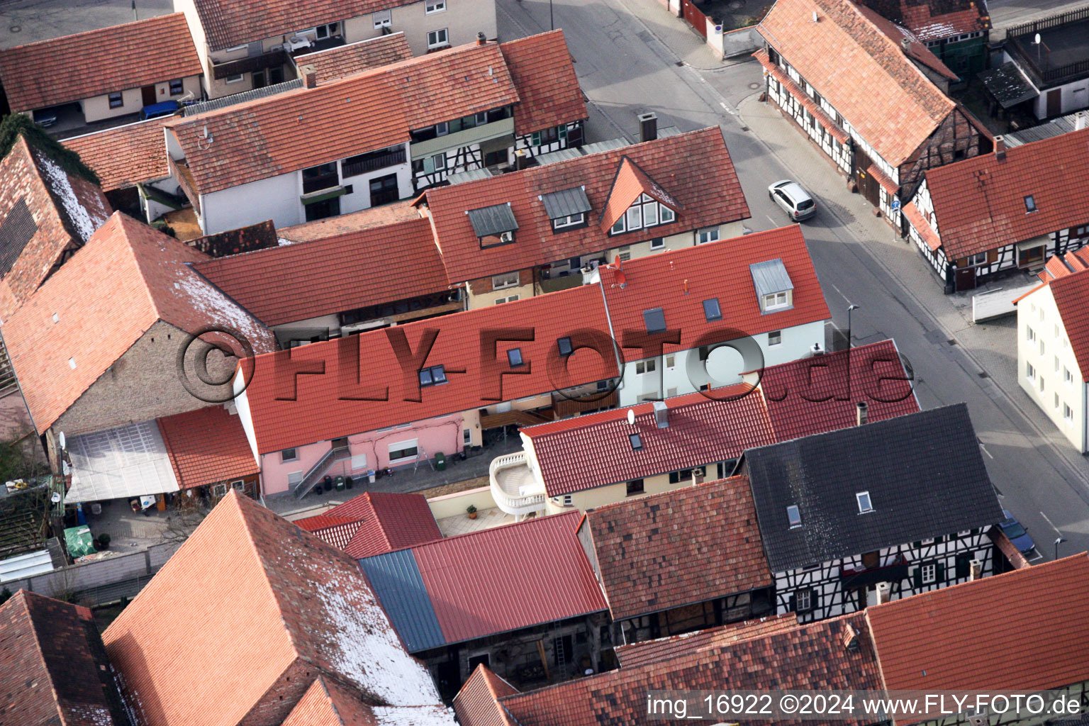 Rheinstr in Kandel in the state Rhineland-Palatinate, Germany viewn from the air