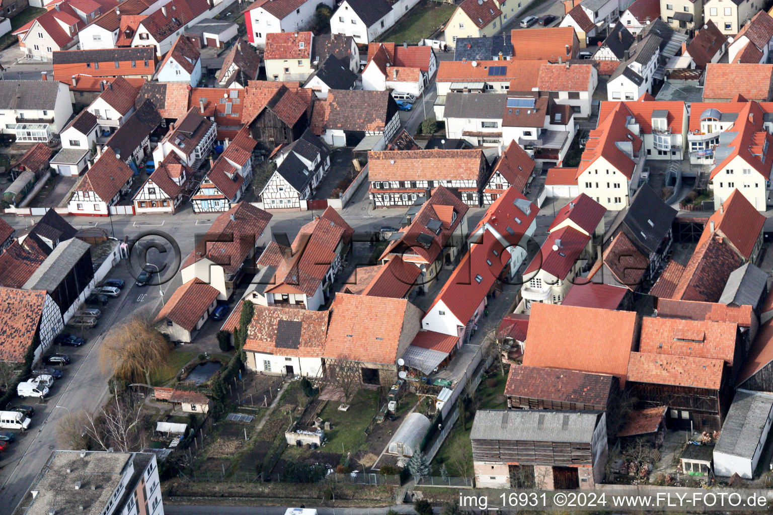 Rheinstr in Kandel in the state Rhineland-Palatinate, Germany from the drone perspective