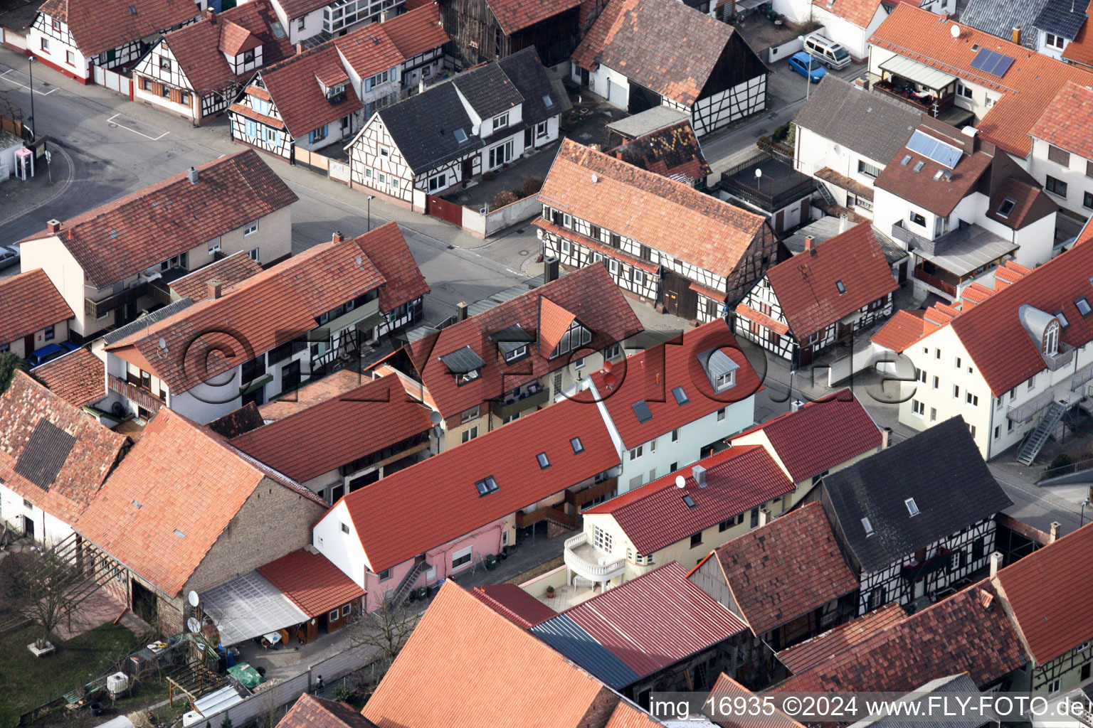 Rheinstr in Kandel in the state Rhineland-Palatinate, Germany from a drone