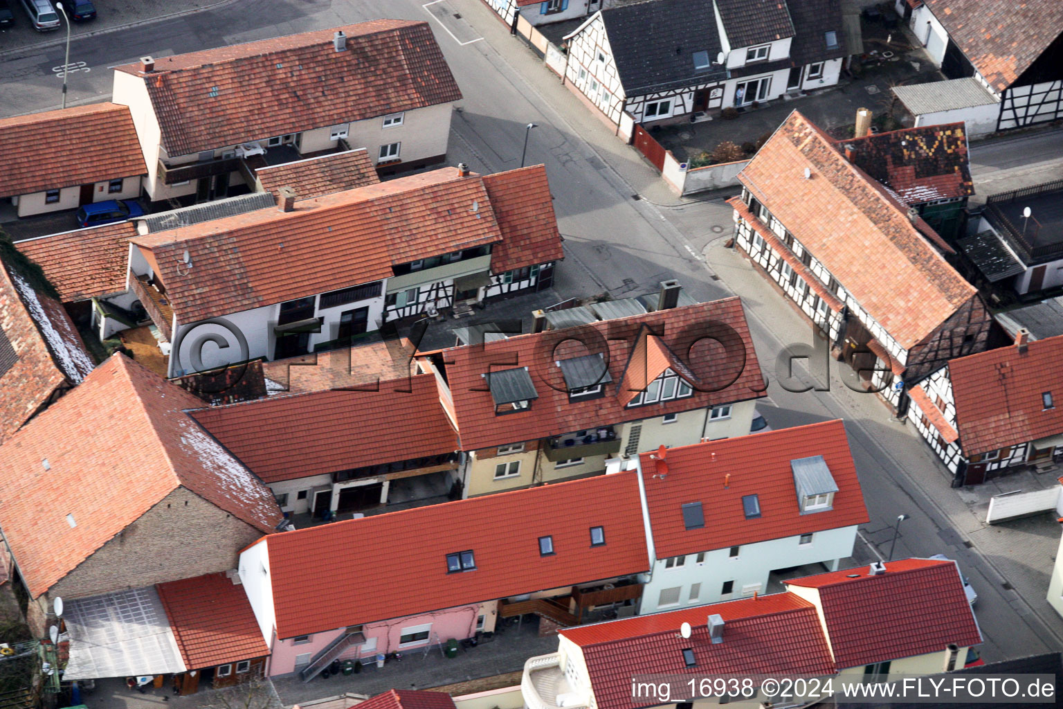 Rheinstr in Kandel in the state Rhineland-Palatinate, Germany seen from a drone