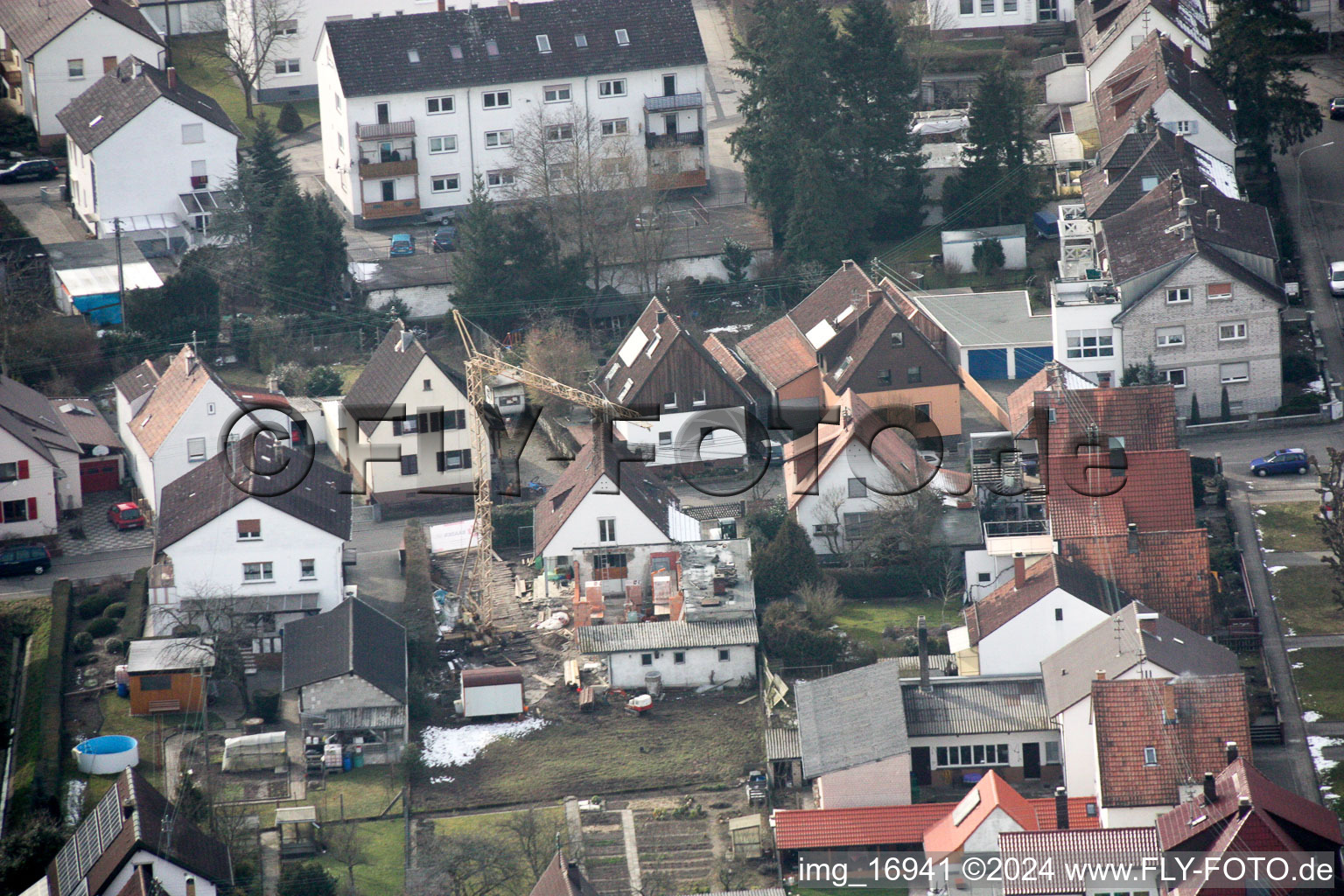 Oblique view of Waldstr in Kandel in the state Rhineland-Palatinate, Germany