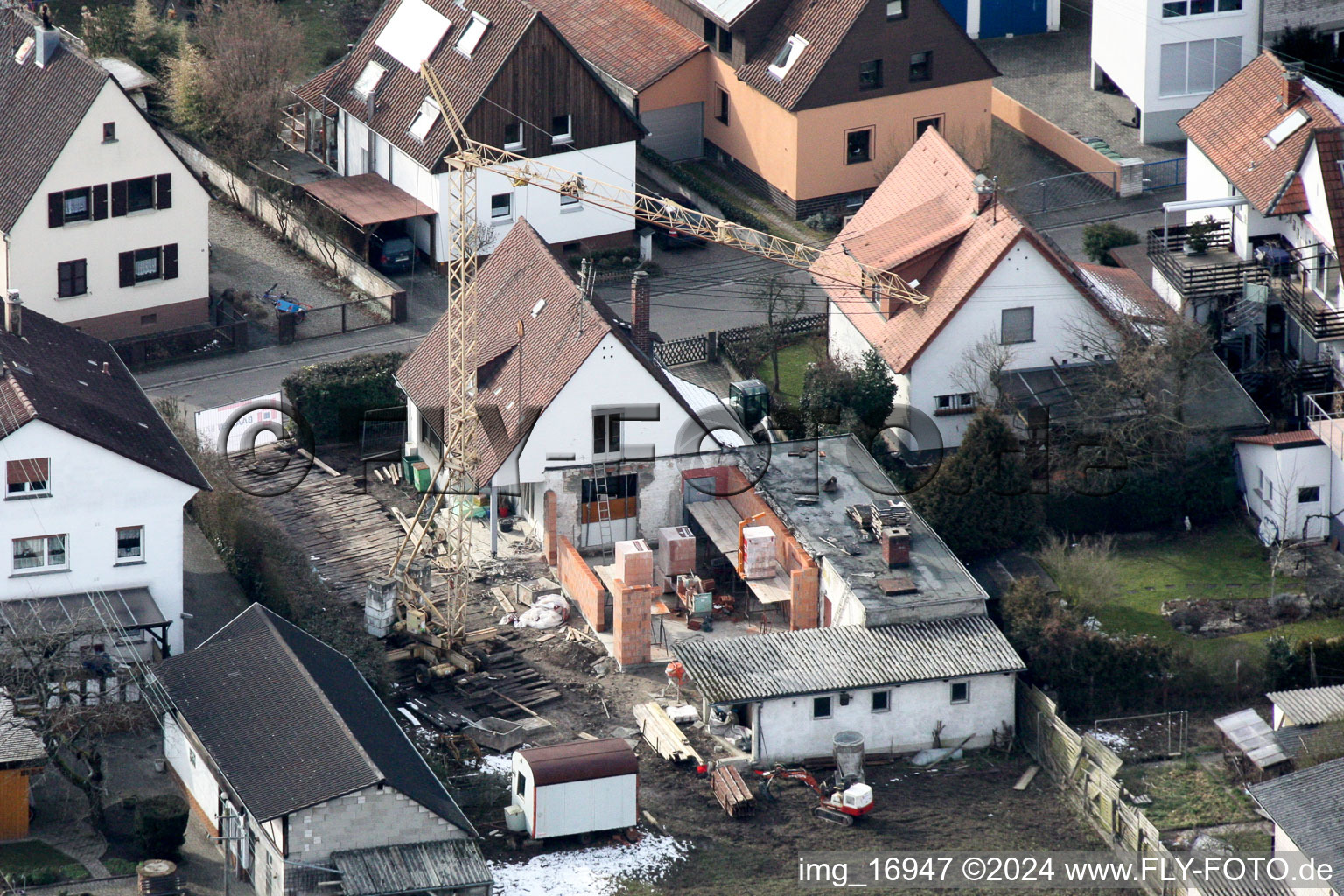 Waldstr in Kandel in the state Rhineland-Palatinate, Germany seen from above