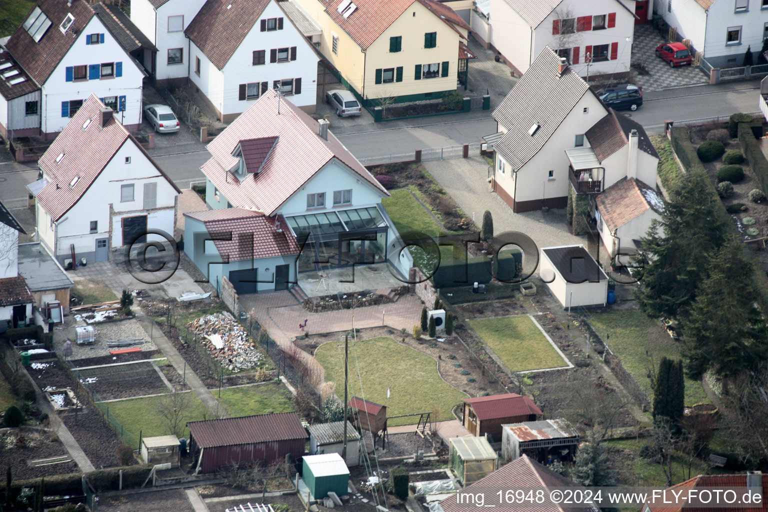 Waldstr in Kandel in the state Rhineland-Palatinate, Germany from the plane