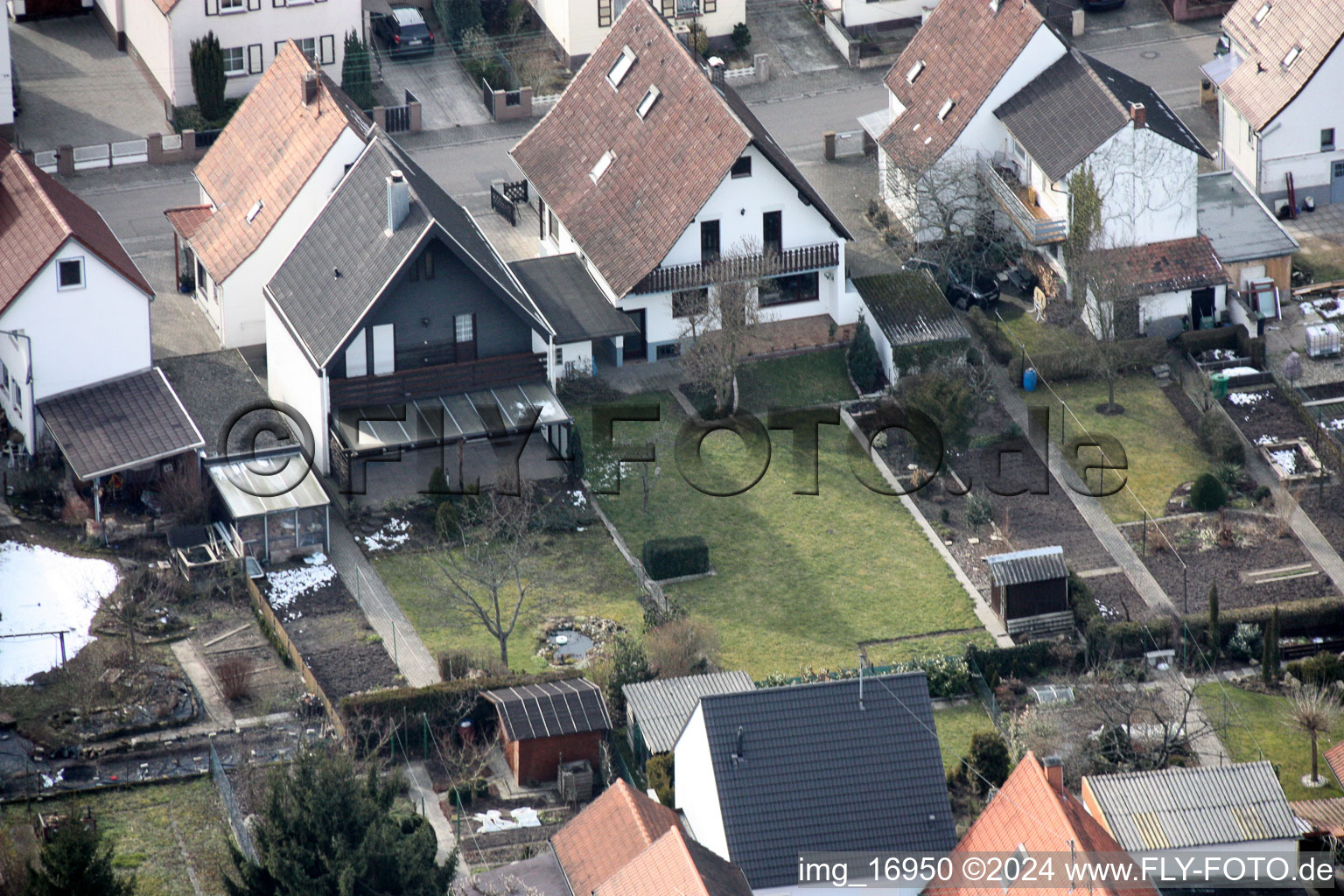 Waldstr in Kandel in the state Rhineland-Palatinate, Germany viewn from the air