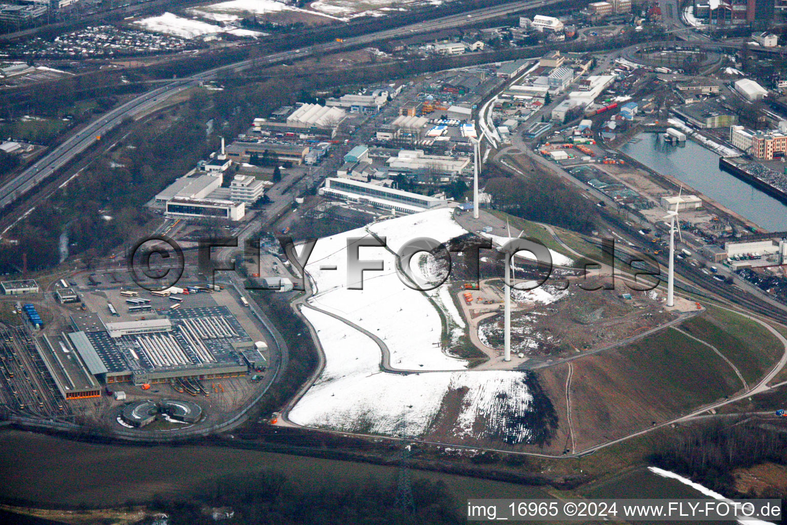 Waste disposal site W, KVV depot in the district Knielingen in Karlsruhe in the state Baden-Wuerttemberg, Germany