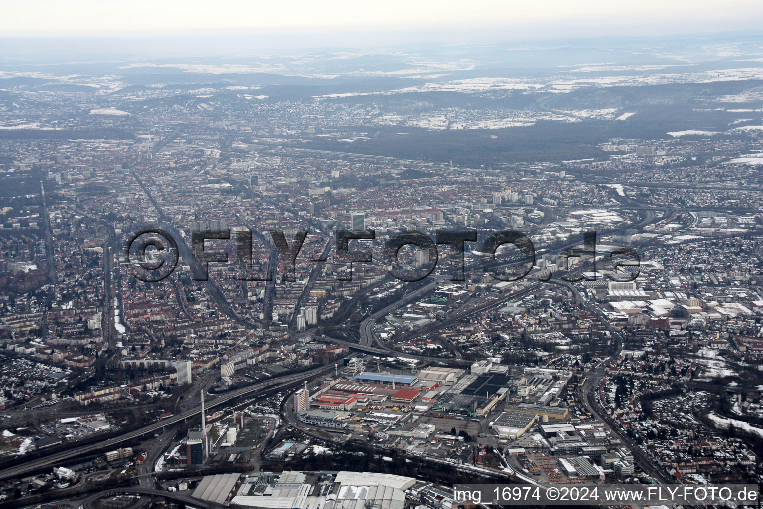 From the southwest in the district Mühlburg in Karlsruhe in the state Baden-Wuerttemberg, Germany