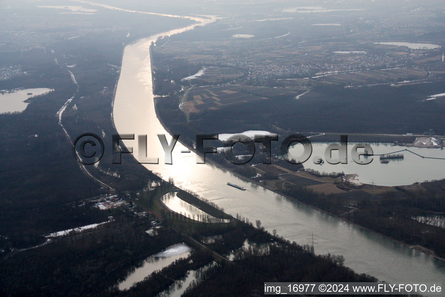 Rappenwörth, Rhine in the district Daxlanden in Karlsruhe in the state Baden-Wuerttemberg, Germany