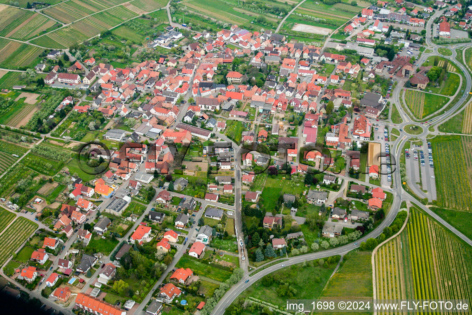 Aerial photograpy of District Schweigen in Schweigen-Rechtenbach in the state Rhineland-Palatinate, Germany