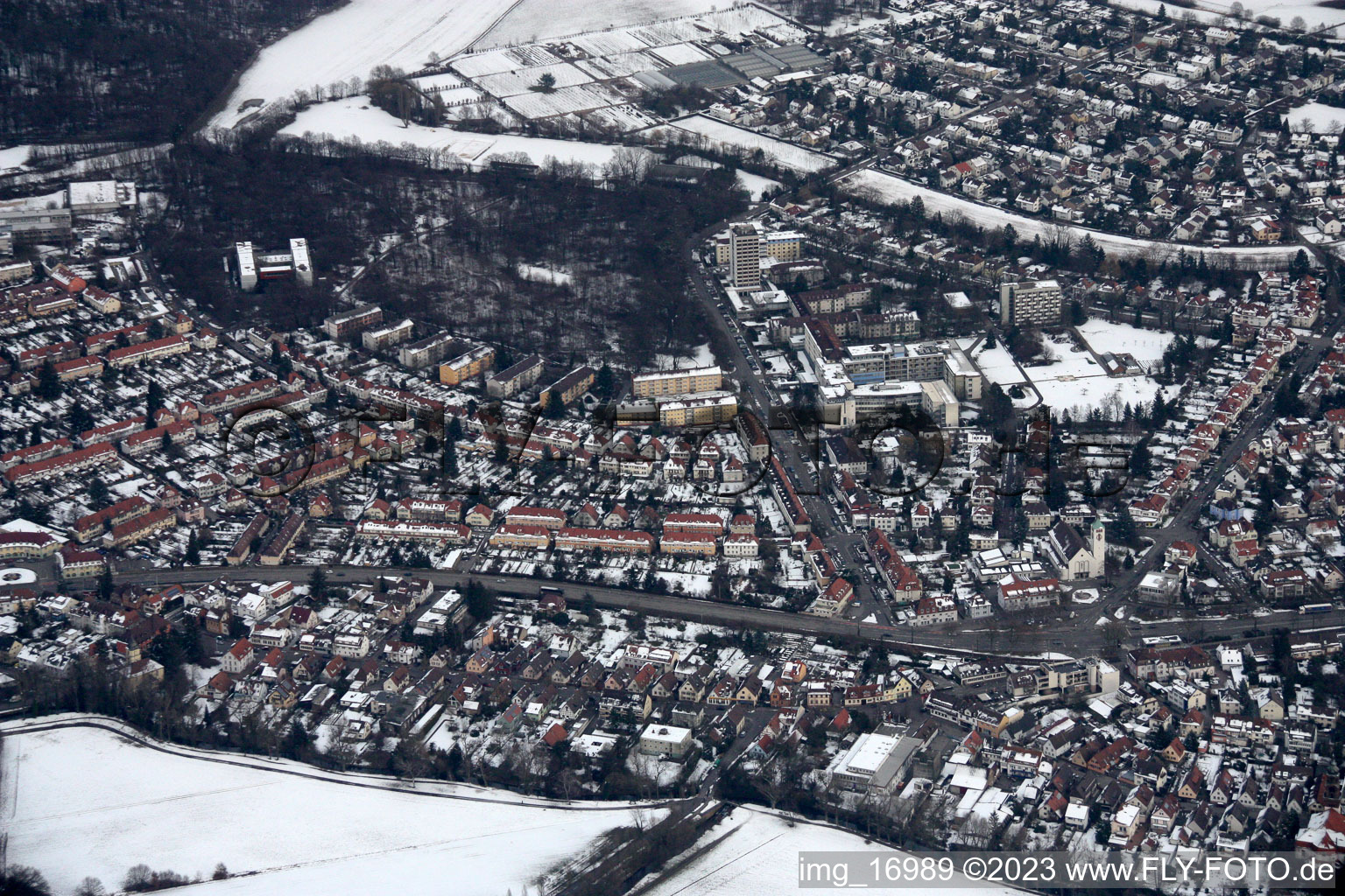 Aerial photograpy of Deaconess KH in the district Rüppurr in Karlsruhe in the state Baden-Wuerttemberg, Germany