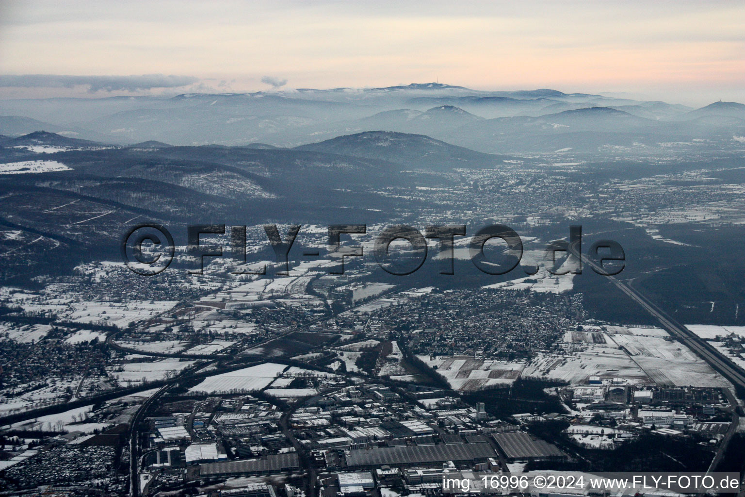 District Bruchhausen in Ettlingen in the state Baden-Wuerttemberg, Germany seen from above