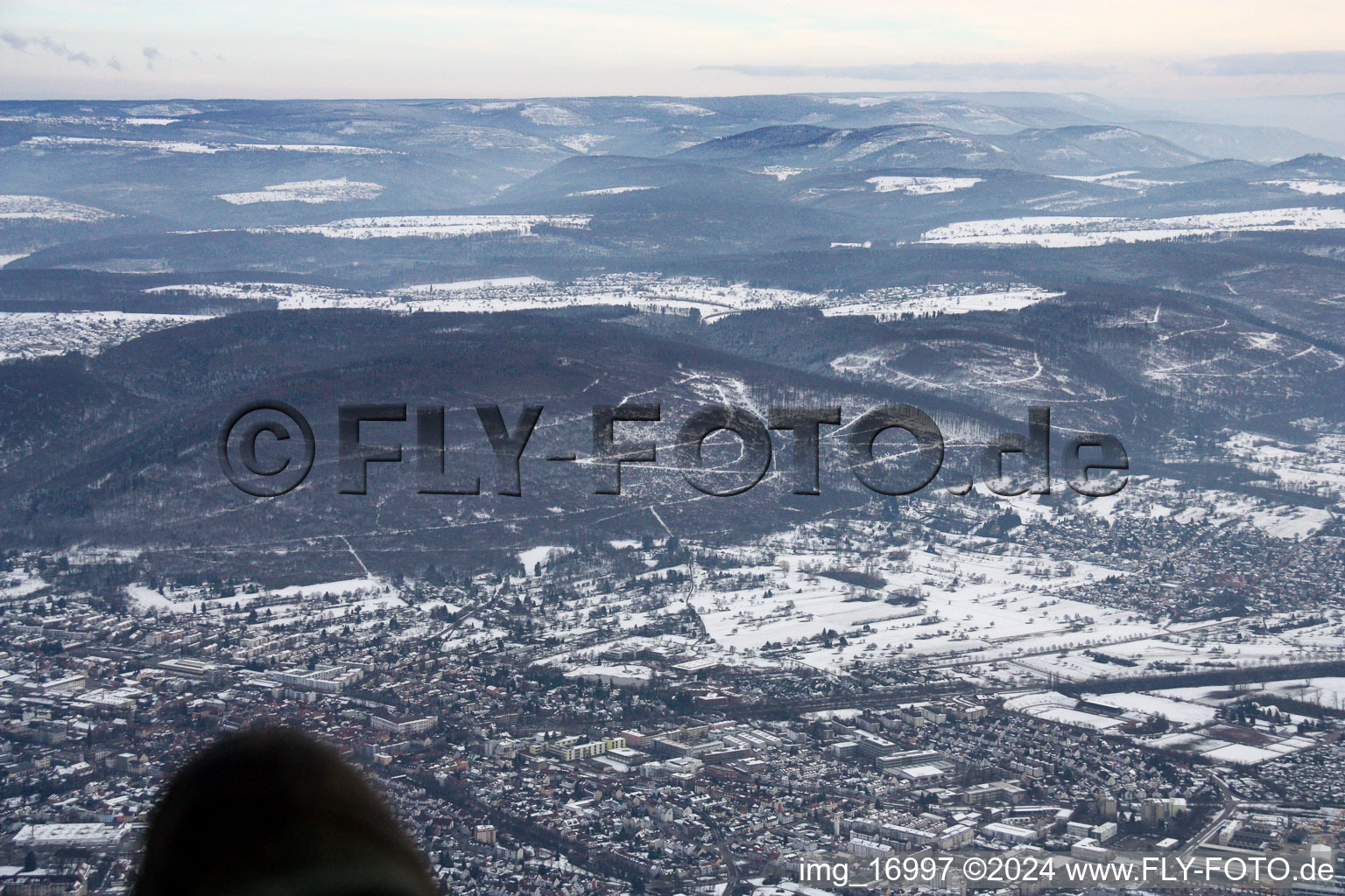 Ettlingen in the state Baden-Wuerttemberg, Germany from the plane