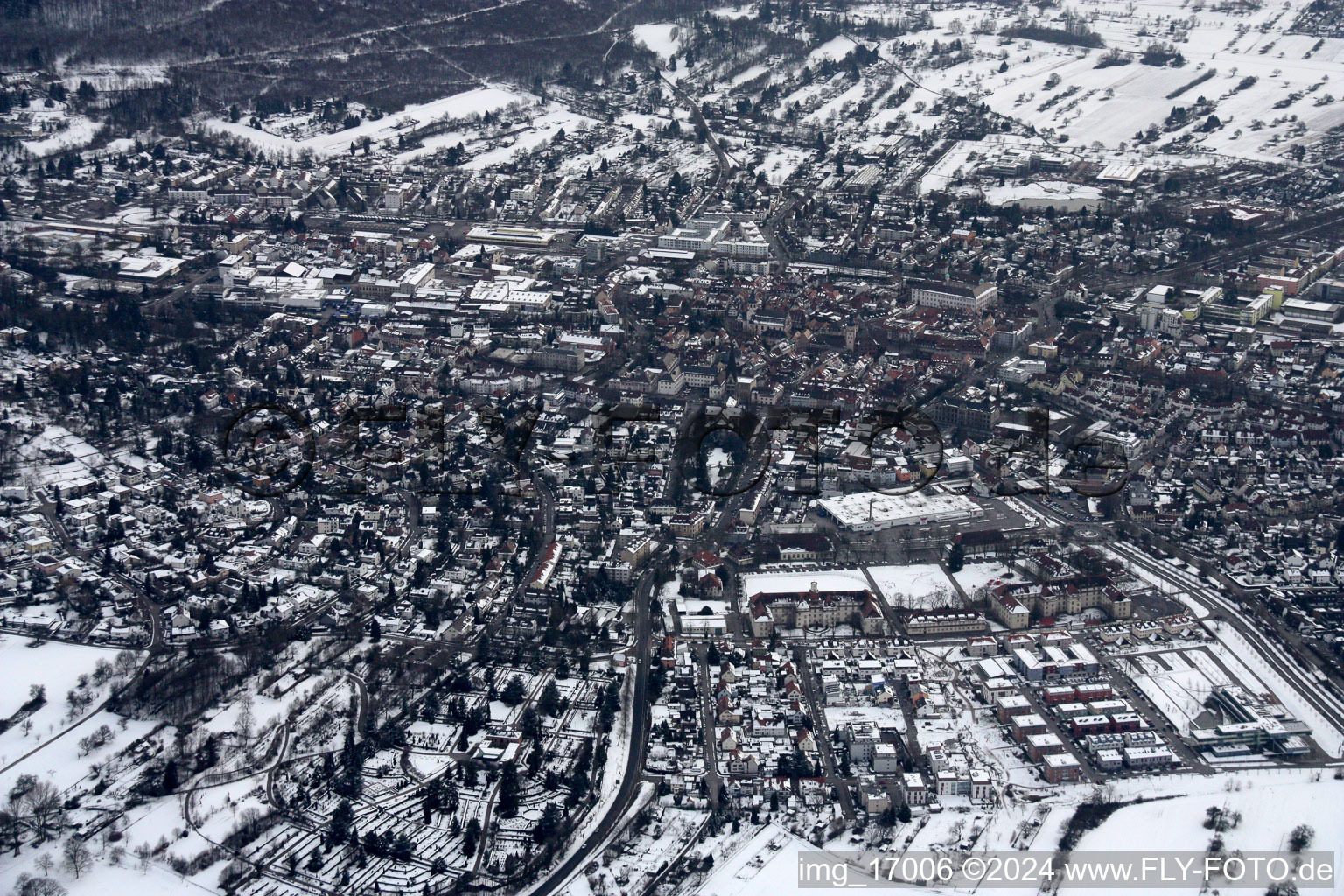 Ettlingen in the state Baden-Wuerttemberg, Germany viewn from the air