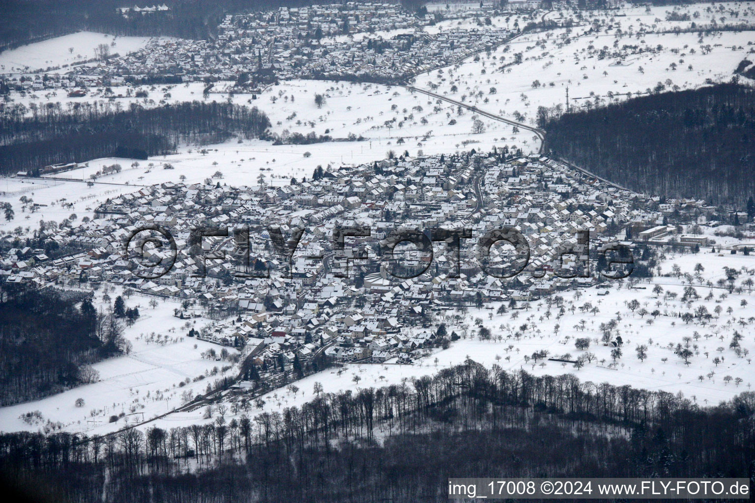 Aerial photograpy of District Spessart in Ettlingen in the state Baden-Wuerttemberg, Germany