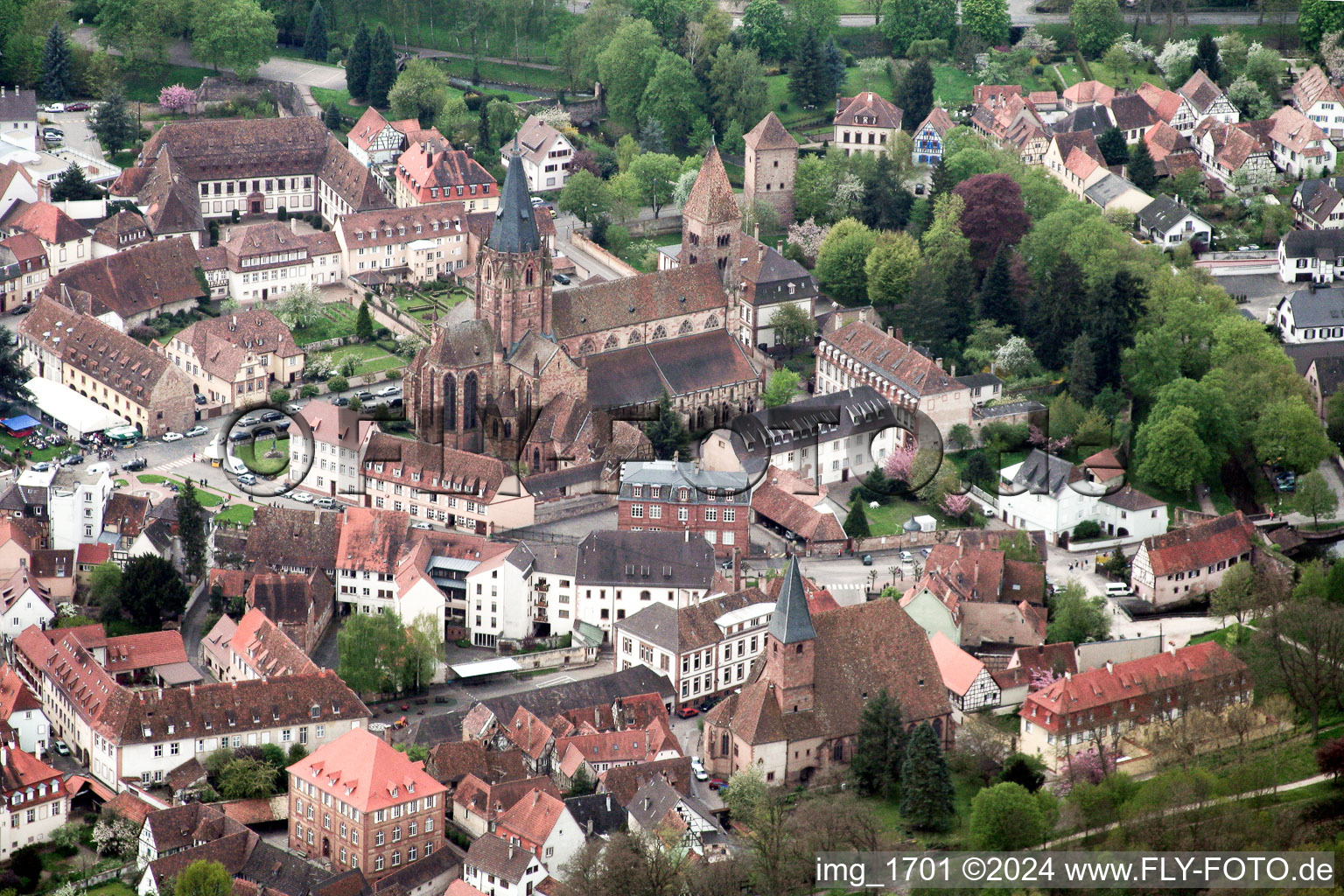 Cathedral from the northwest in Wissembourg in the state Bas-Rhin, France