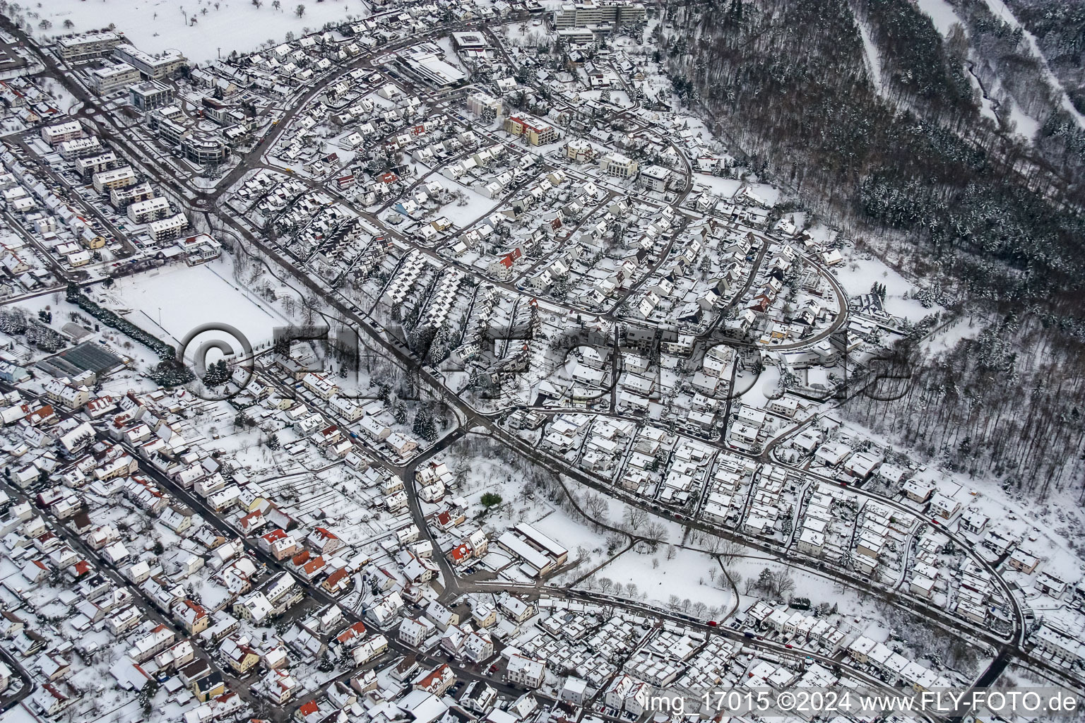 In winter in the district Busenbach in Waldbronn in the state Baden-Wuerttemberg, Germany