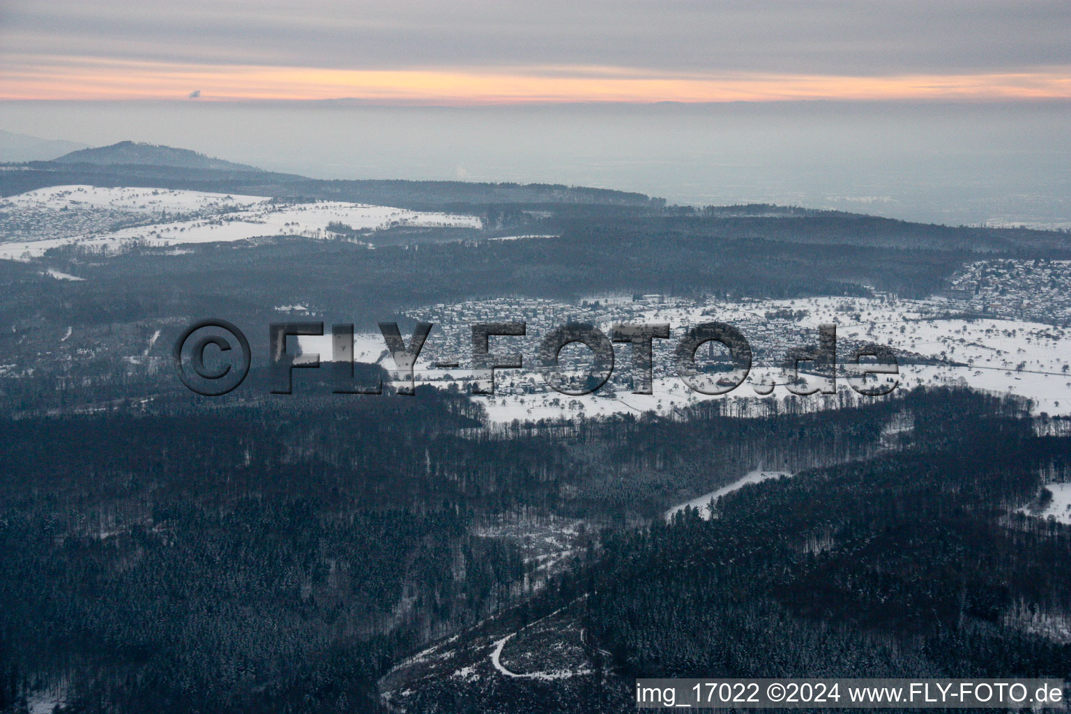 From the north in the district Schöllbronn in Ettlingen in the state Baden-Wuerttemberg, Germany