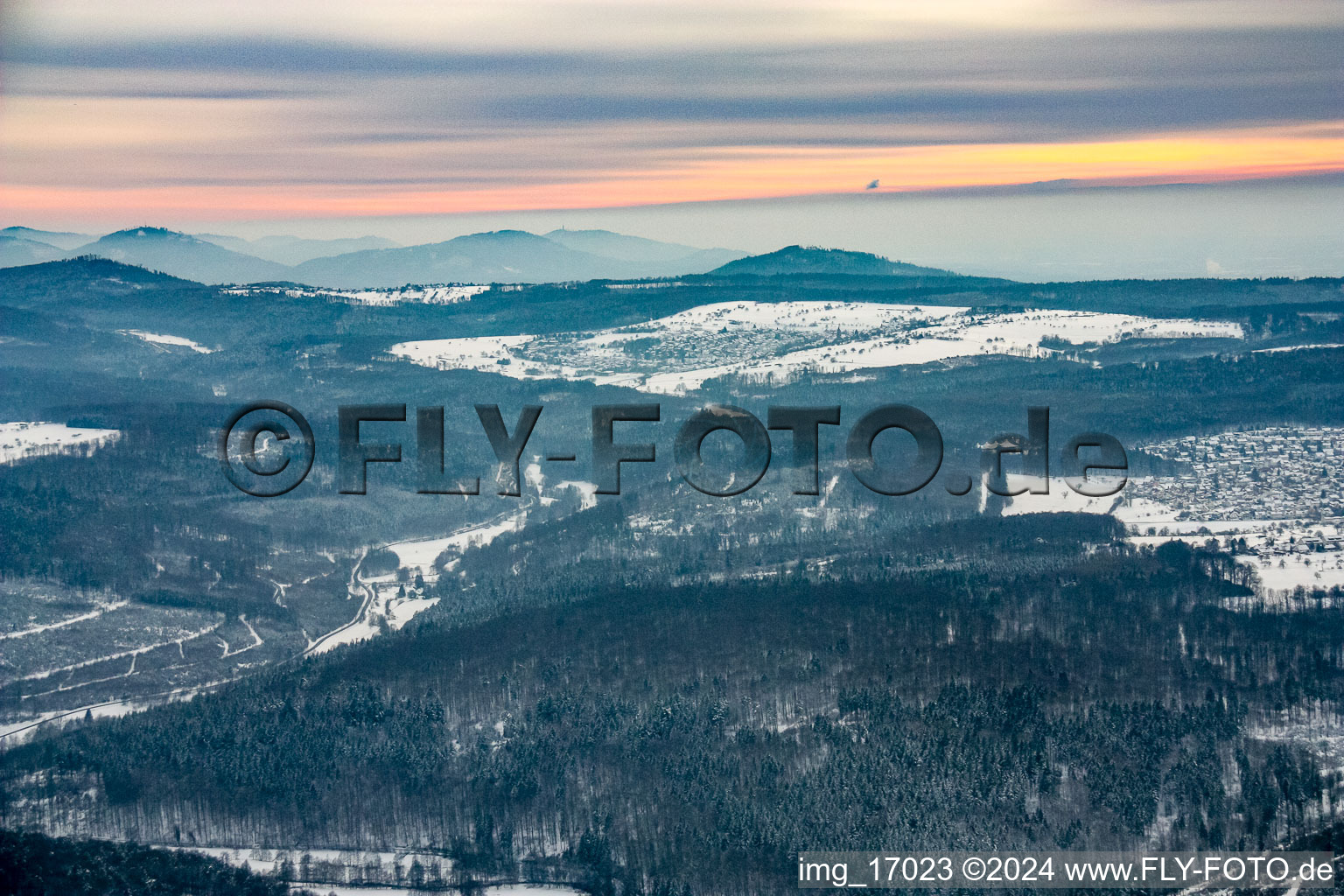 In winter from the north in the district Völkersbach in Malsch in the state Baden-Wuerttemberg, Germany