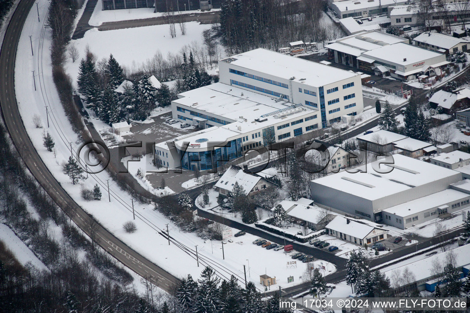 Ittersbach, industrial area in the district Im Stockmädle in Karlsbad in the state Baden-Wuerttemberg, Germany out of the air