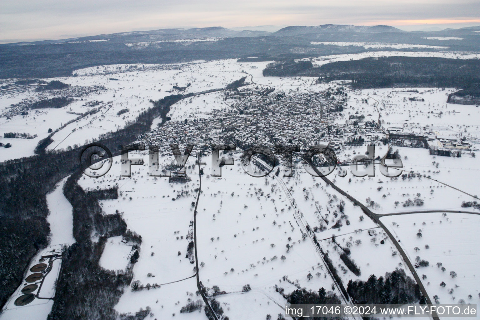 Aerial view of From the west in the district Ittersbach in Karlsbad in the state Baden-Wuerttemberg, Germany