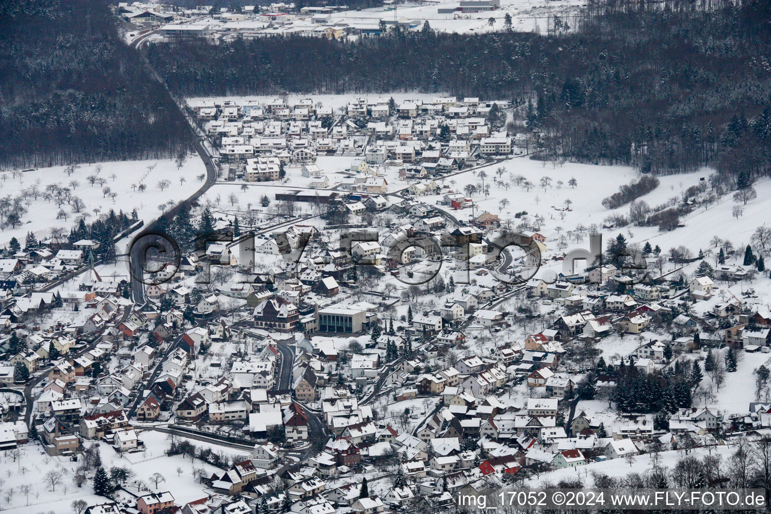 Oblique view of Gräfenhausen in the state Baden-Wuerttemberg, Germany