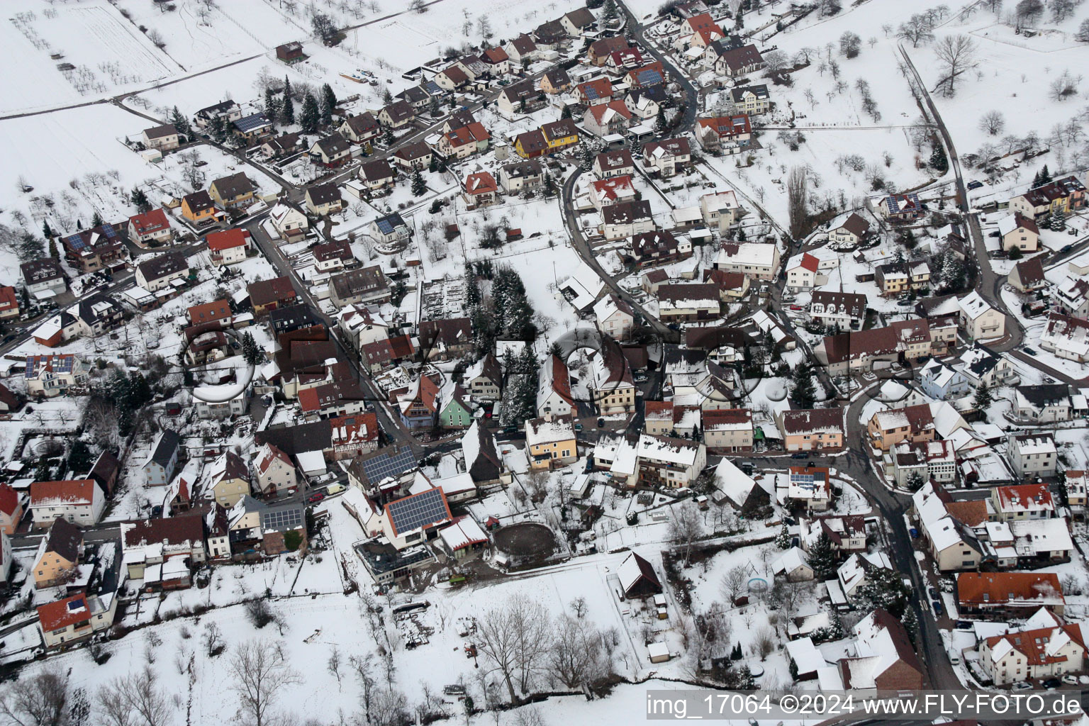 Aerial view of District Obernhausen in Birkenfeld in the state Baden-Wuerttemberg, Germany