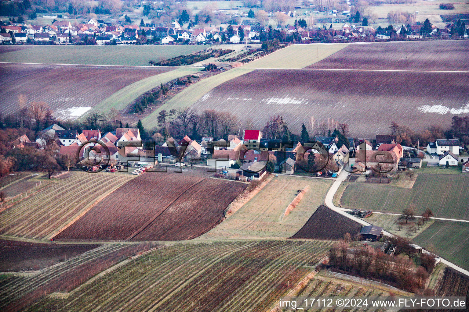 Vollmersweiler in the state Rhineland-Palatinate, Germany from above