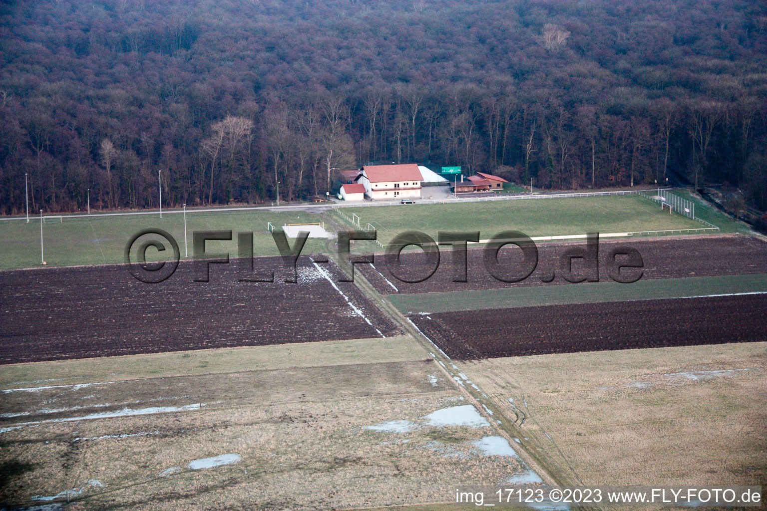 Sports fields in Freckenfeld in the state Rhineland-Palatinate, Germany