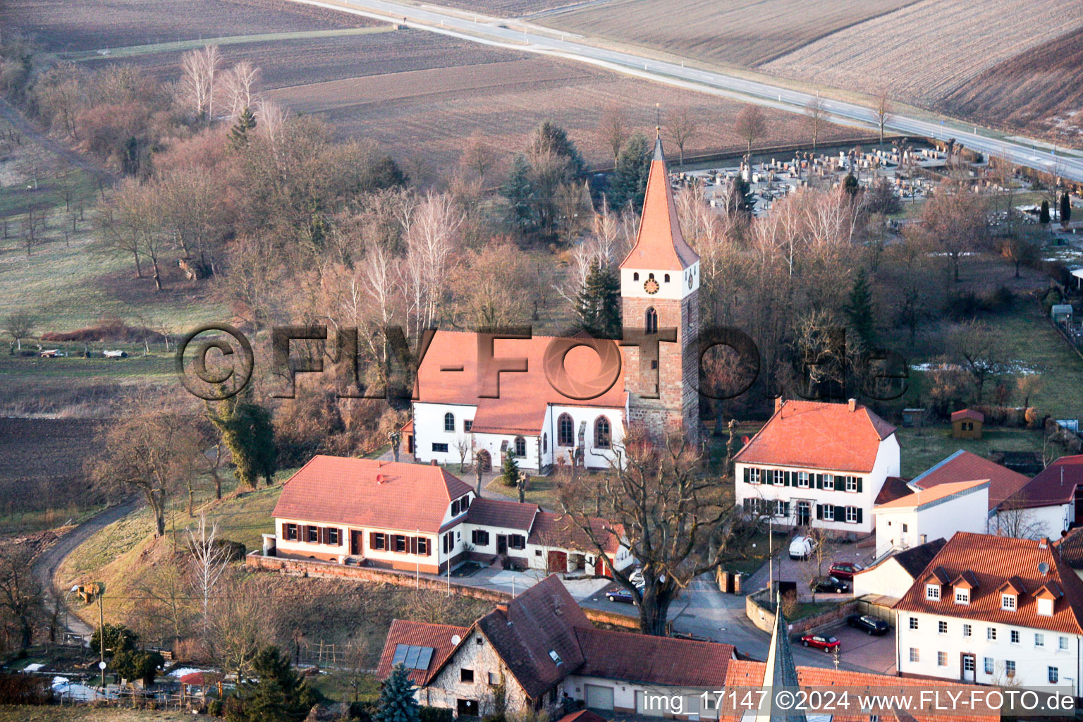 Protestant Church in Minfeld in the state Rhineland-Palatinate, Germany