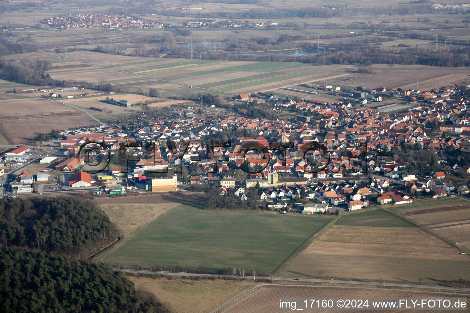 From the west in Rheinzabern in the state Rhineland-Palatinate, Germany