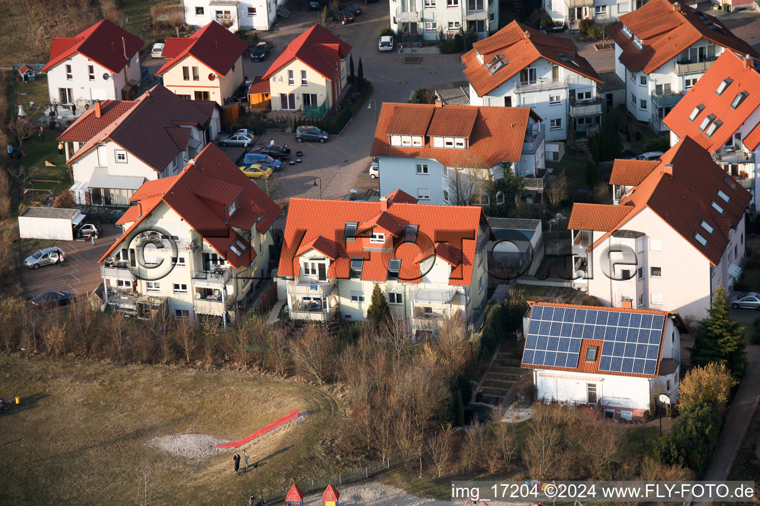 Oblique view of New development area O in Bellheim in the state Rhineland-Palatinate, Germany