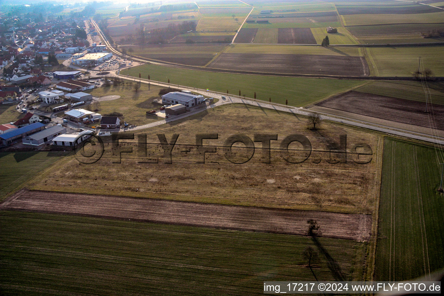 Aerial view of Rülzheim in the state Rhineland-Palatinate, Germany