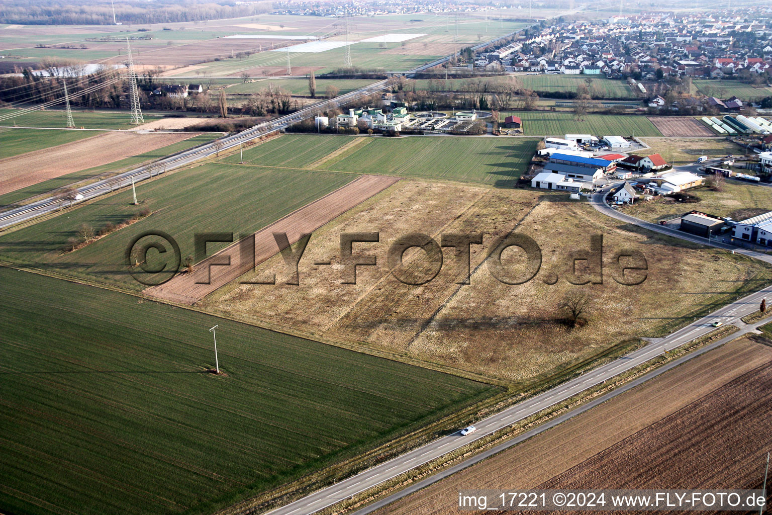 Rülzheim in the state Rhineland-Palatinate, Germany from above