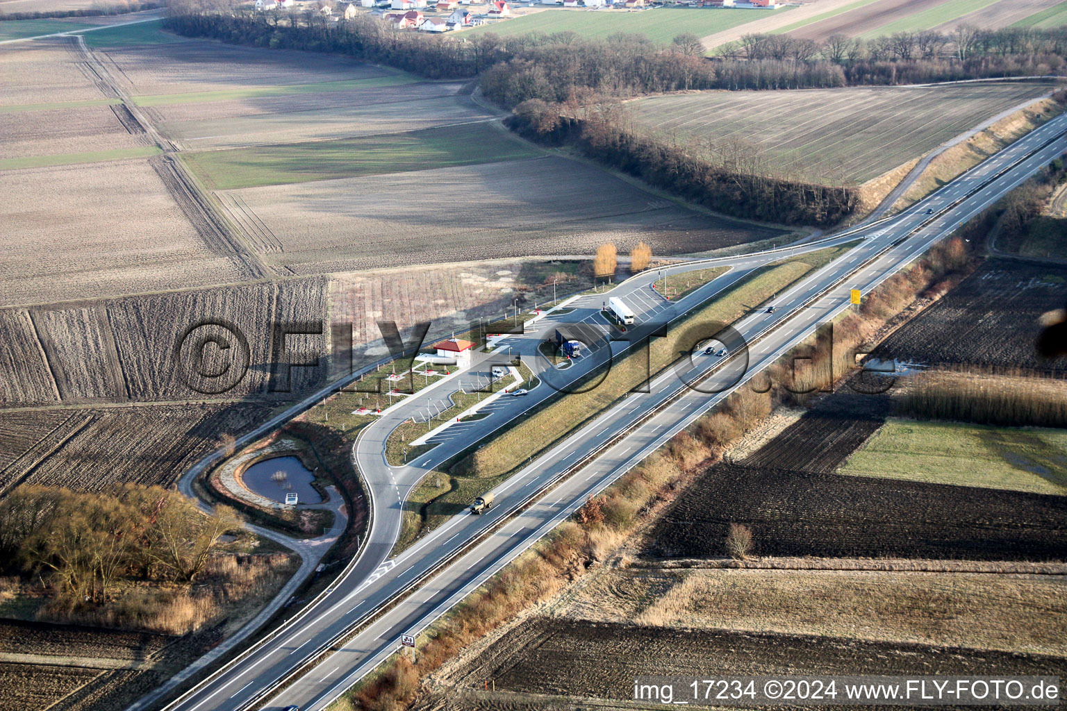 The new rest area on the B9 in Rülzheim in the state Rhineland-Palatinate, Germany