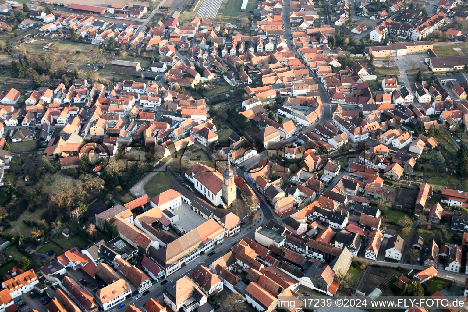 Aerial view of Rheinzabern in the state Rhineland-Palatinate, Germany