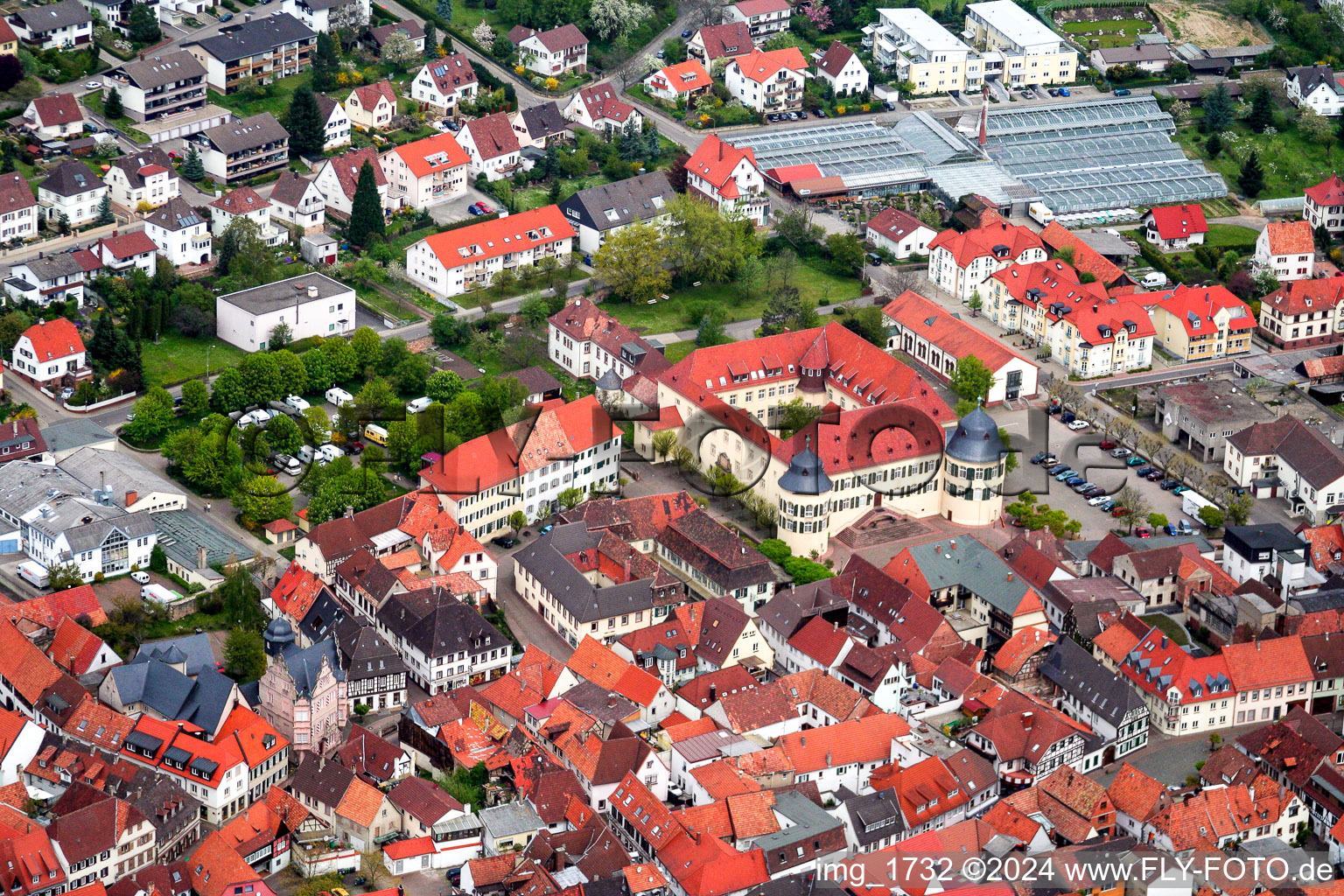 Aerial view of Lock in Bad Bergzabern in the state Rhineland-Palatinate, Germany