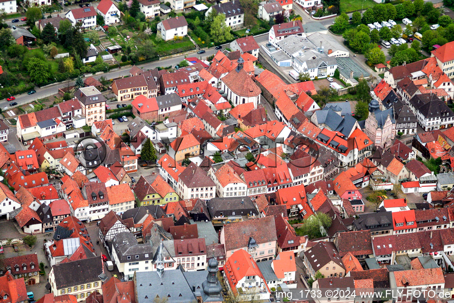 Aerial photograpy of Koenigstr in Bad Bergzabern in the state Rhineland-Palatinate, Germany