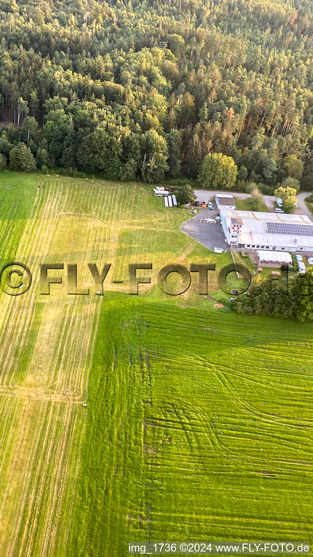 Aerial view of Gliding airfield in the district Vielbrunn in Michelstadt in the state Hesse, Germany