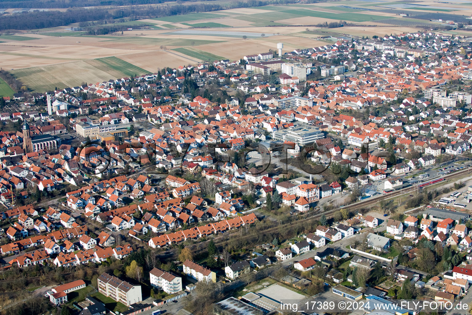 Kandel in the state Rhineland-Palatinate, Germany from the drone perspective