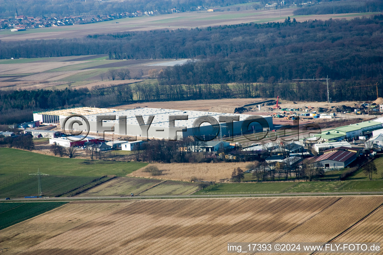 Aerial view of Horst fabric area in the district Minderslachen in Kandel in the state Rhineland-Palatinate, Germany