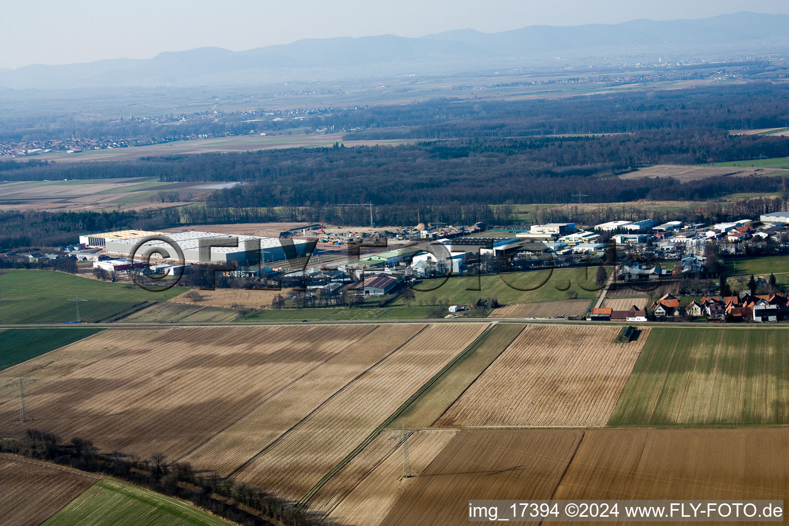 Aerial photograpy of Horst fabric area in the district Minderslachen in Kandel in the state Rhineland-Palatinate, Germany