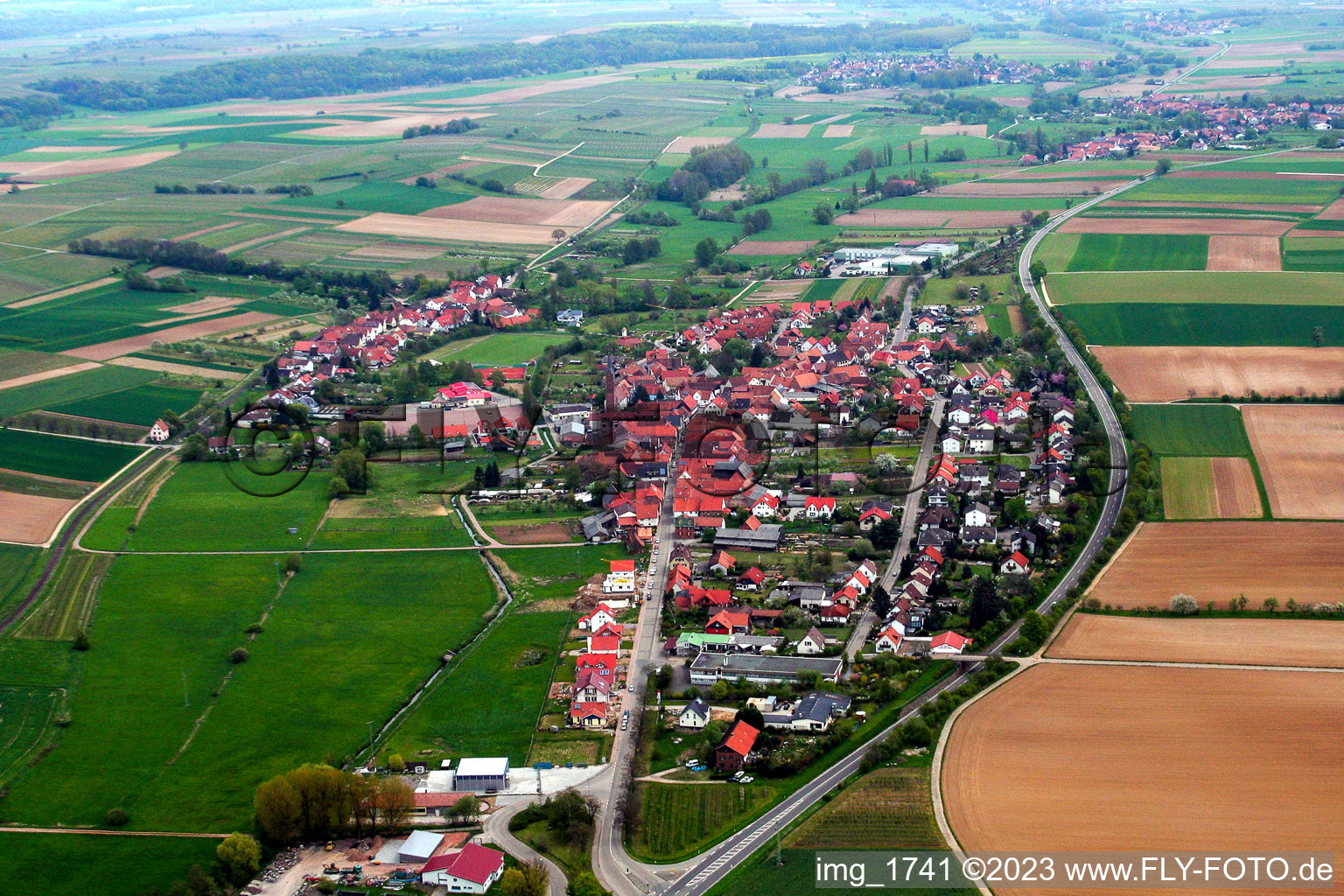 Aerial view of District Kapellen in Kapellen-Drusweiler in the state Rhineland-Palatinate, Germany