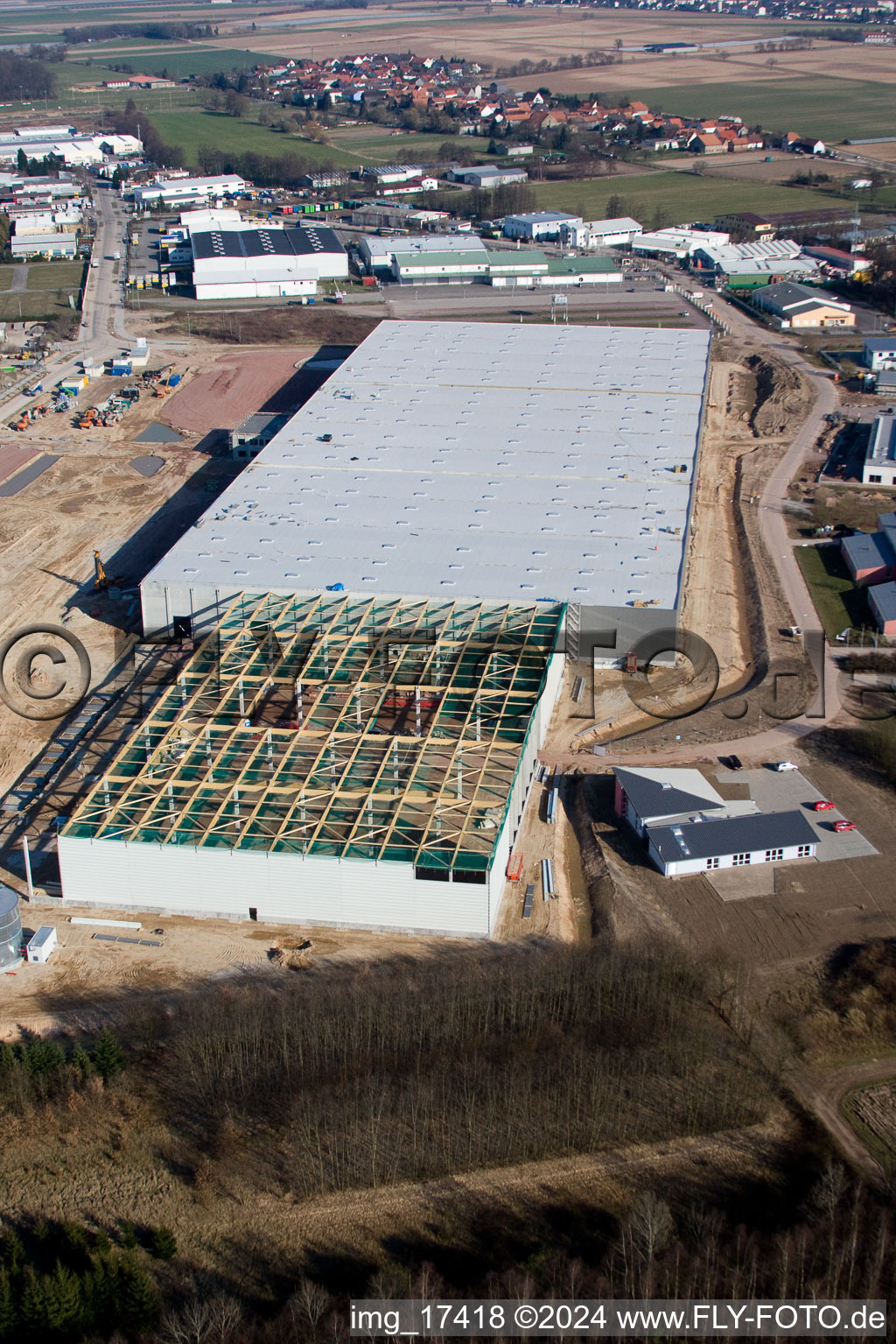 Construction site coincidence logistics center in the district Minderslachen in Kandel in the state Rhineland-Palatinate, Germany